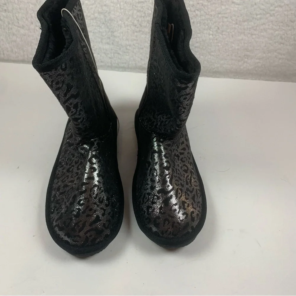 Harper‎ Canyon Girls Leopard Glitter Black Boots Size 5 Faux Shearling NWOB 7255